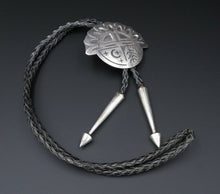 Large Hopicrafts Sterling Silver Sunface Moon Corn Overlay Bolo Tie 38.5" M1491