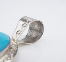 Jay King Blue Turquoise Sterling Silver Pendant 2.4" DTR Mine Finds PS2098