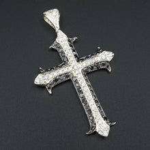 14k White Gold 1.5 carat Black Diamond Cross Pendant 2" CO806