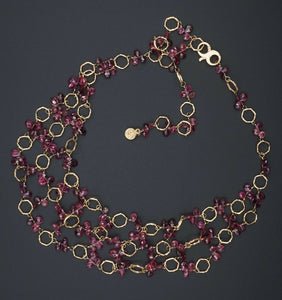 Dominique Cohen 18k Rose Gold Pink Tourmaline Bib Necklace 22" NG935