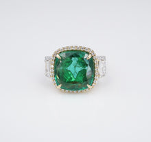 18k Gold 8.3ct Natural Emerald Diamond Halo Cocktail Ring Size 6 AGL Cert CO1058