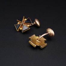 Vintage 10k 14k Yellow Gold Maltese Cross Geometric Triangle Cufflinks M1730