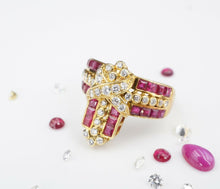 Diamond Ruby Modernist Cocktail Ring 3 carat 18k Yellow Gold Size 8.75 RG3115