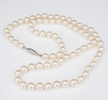 Vintage 14k Pearl Strand Necklace White Gold 7.5mm 25" Free Shipping NG1442