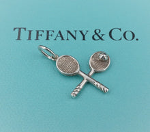 Tiffany Double Tennis Racket Ball Charm Sterling Silver Pendant 1" CHS1774
