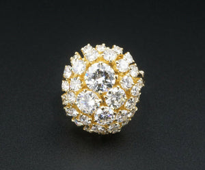 Vintage 18kYellow Gold 4ct Pave Diamond Dome Ring Size 7.25 Adjustable RG3136