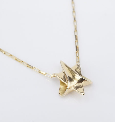 14k Yellow Gold Origami Star of David Pendant Necklace 24