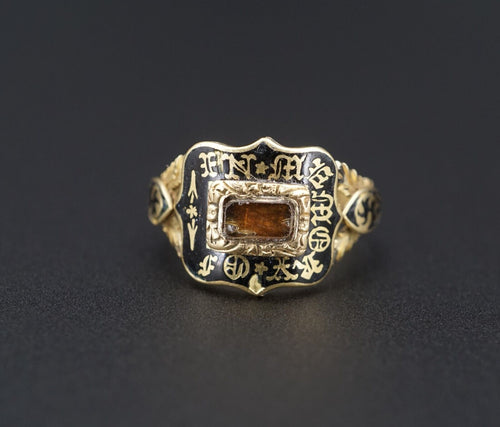 Victorian Mourning Ring Size 6 Antique 18k Yellow Gold 