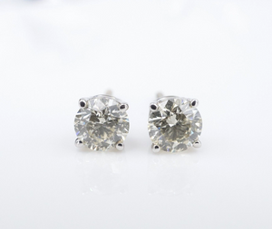 Diamond Stud Earrings 14k White Gold 1.2 carat Natural Round Brilliant EG2305