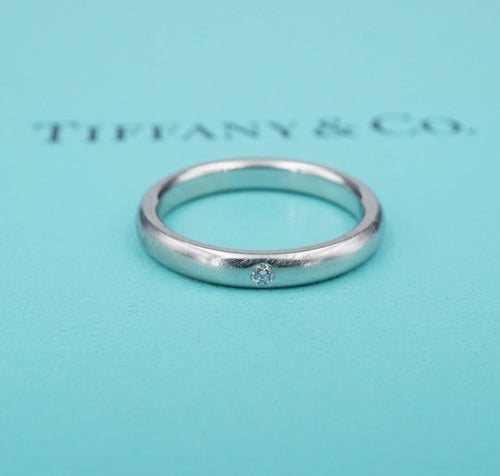 Tiffany & Co. Elsa Peretti Platinum Diamond Wedding Band Ring Sz 6 2.7mm RG4223