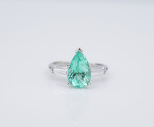 Colombian Emerald Diamond Platinum Ring 2ct Size 7 RG4333