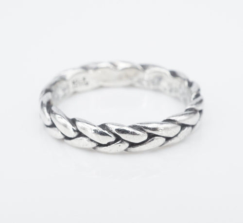 James Avery Braided Rope Band Ring Sterling Silver Retired Twisted Woven RS3470