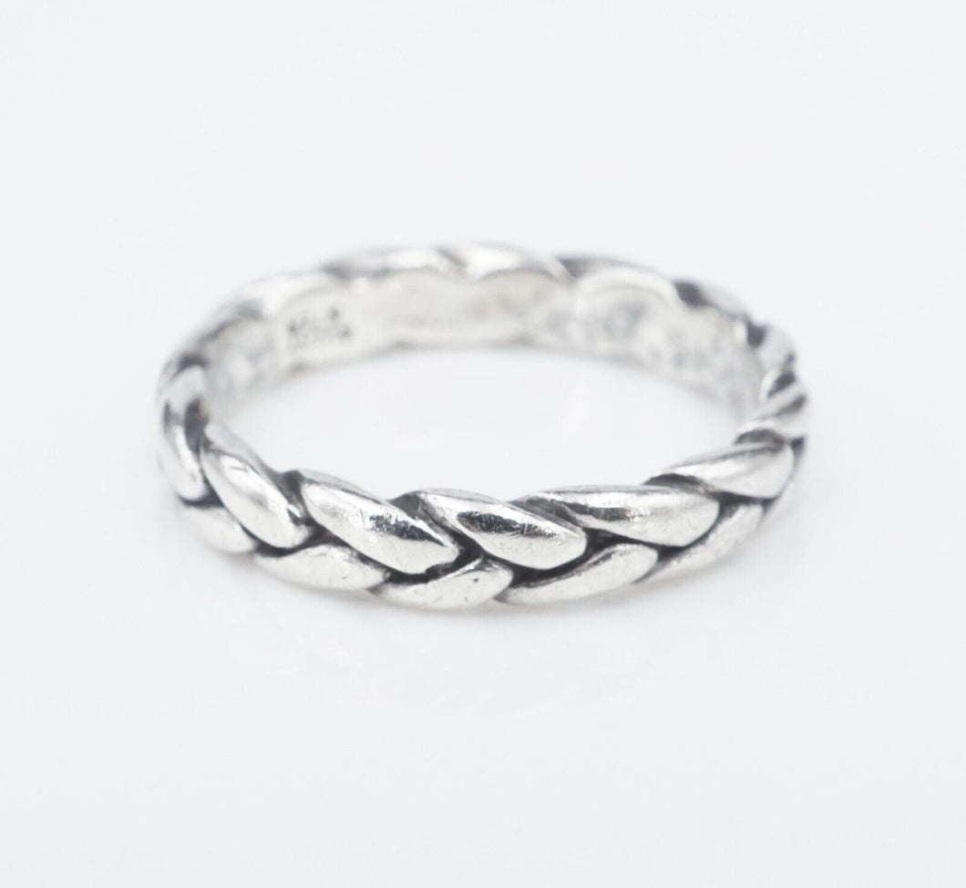 James Avery Braided Rope Band Ring Sterling Silver Retired Twisted Woven RS3470