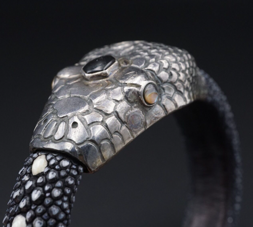 Stingray Serpent Bracelet Sterling Silver Shagreen Lou Guerin 7.5