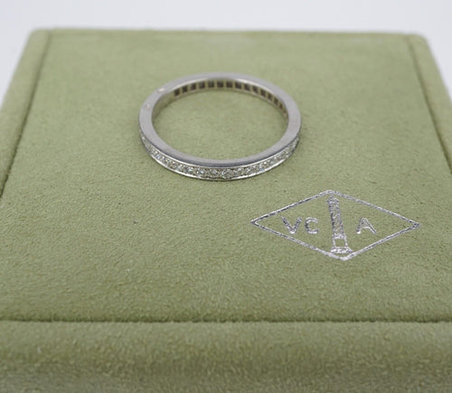 Van Cleef Platinum Diamond Eternity Band Ring Romance Sz 7 54 VCA Box RG4215
