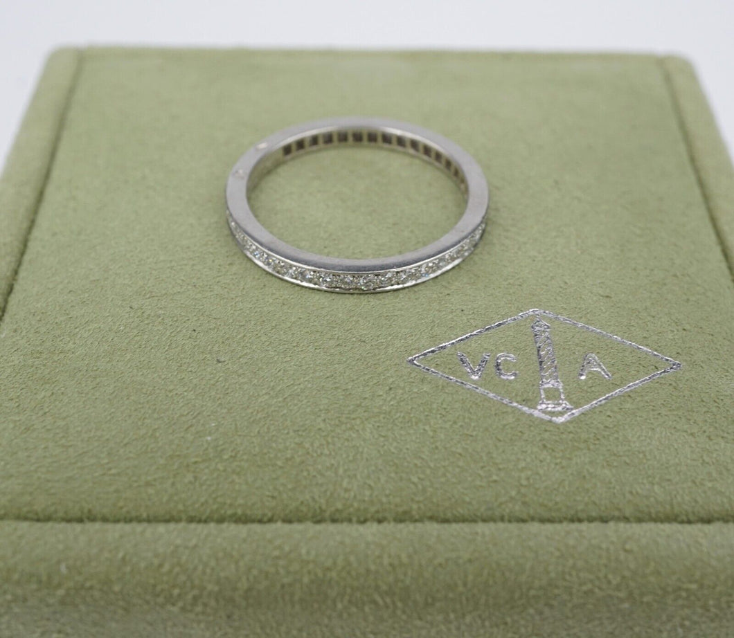 Van Cleef Platinum Diamond Eternity Band Ring Romance Sz 7 54 VCA Box RG4215