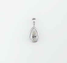 14k White Gold 1.25 ct Natural Pear Diamond Solitaire Pendant Bezel PG1267