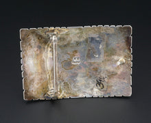 Signed Navajo RS Sterling Silver Turquoise Spiny Oyster Belt Buckle 3" M1790