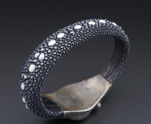 Stingray Serpent Bracelet Sterling Silver Shagreen Lou Guerin 7.5" Signed BS2910