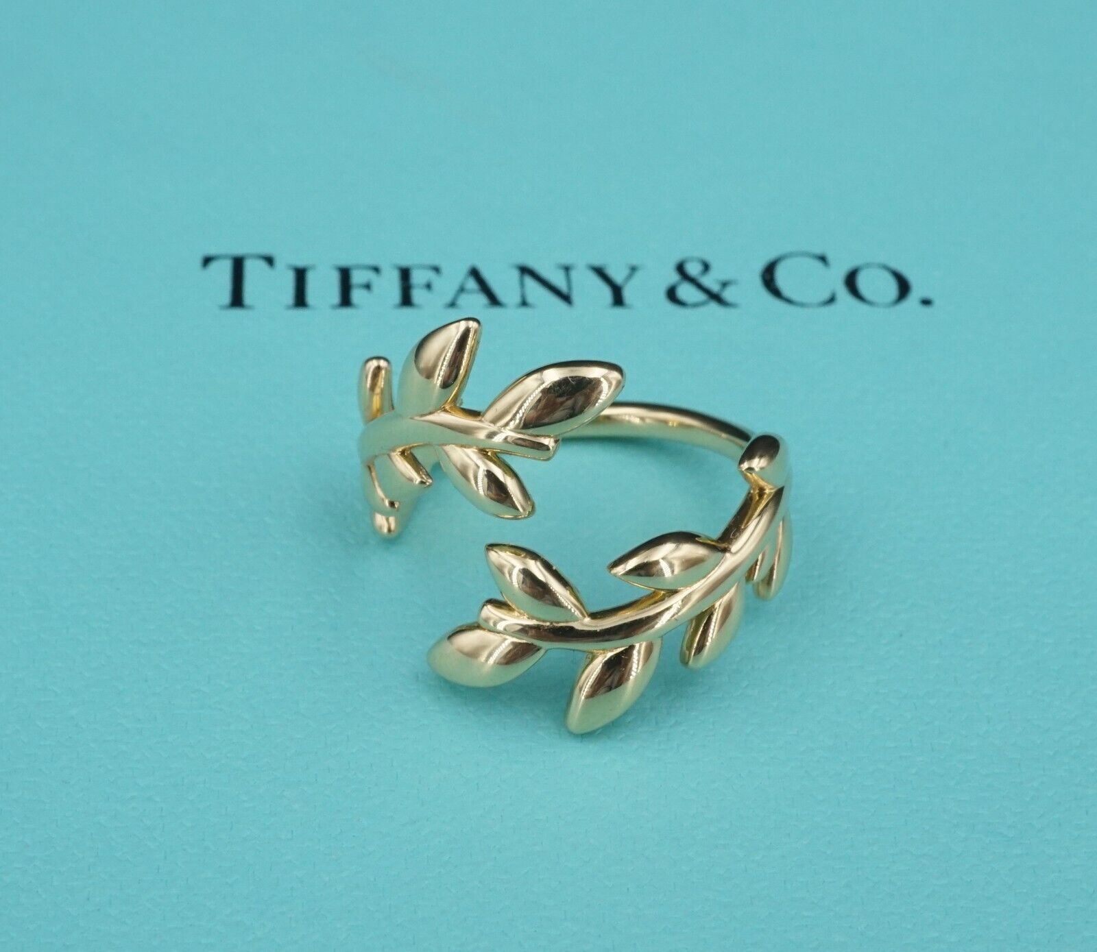 Tiffany Co Olive Leaf Bypass Ring Paloma Picasso 18k Yellow Gold