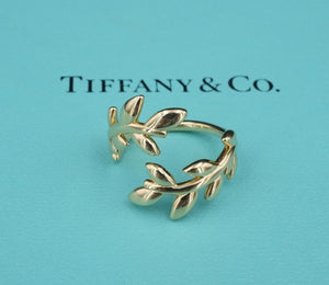 Tiffany & Co Olive Leaf Bypass Ring Paloma Picasso 18k Yellow Gold Sz 8.5 RG4374