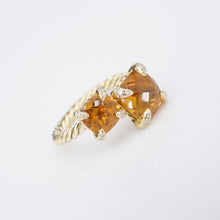 David Yurman Chatelaine Bypass Ring Diamond Citrine 18k Gold Size 7 RG4316