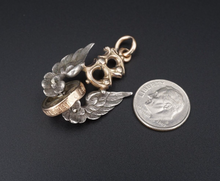 Antique Henry Bartholomay Brewing Pendant Rose Gold & Silver Wings 1.4" PG1802
