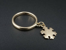 James Avery Aspen Snowflake Crystal 14k Gold Dangle Charm Ring Retired RG3041