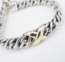 David Yurman Lyrica Bracelet X Station Sterling Silver 18k Gold 7.25" 9mm BS2921