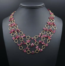 Dominique Cohen 18k Rose Gold Pink Tourmaline Bib Necklace 22" NG935