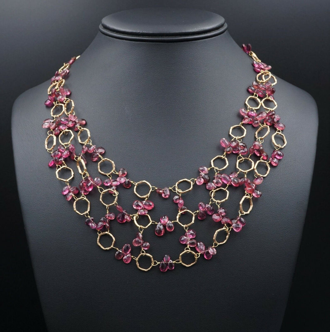 Dominique Cohen 18k Rose Gold Pink Tourmaline Bib Necklace 22