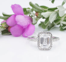 1.7ct Emerald Cut Diamond Halo Engagement Ring Size 5 Platinum D VS2 GIA CO1185