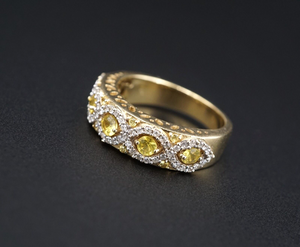 14k Yellow Gold Yellow Sapphire Diamond Band Stack Ring Size 8.5 RG3923