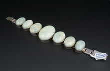 Sterling Silver Chalcedony Bracelet Cabochon Button Bead Chunky 7.25" BS2696