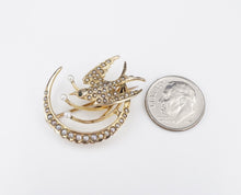 Antique 10k Brooch Victorian Seed Pearl Swallow Crescent Yellow Gold 1" OG482
