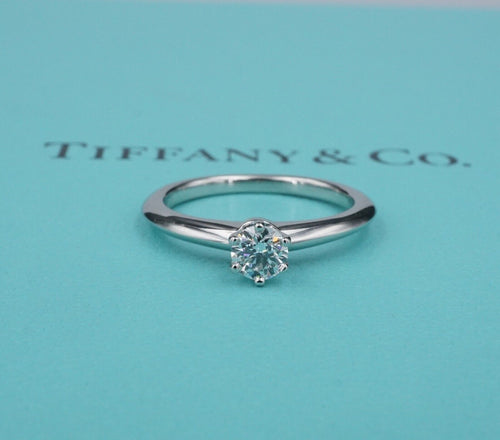 Tiffany & Co Diamond Solitaire Engagement Ring Platinum .31ct G VS1 5.5 RG4221