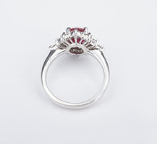 NWOT 14k White Gold 2.2 ctw Oval Ruby Diamond Halo Ring Size 5.5 RG3296