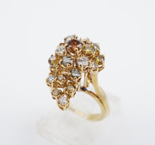 18k Gold Yellow Orange & White Diamond Cluster Ring Size 4.75 1.25 ctw RG4078