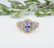 14k Yellow Gold Tanzanite Dome Cocktail Ring Size 8.25 Free Ship RG3733