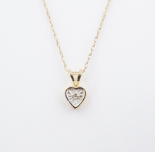 14k Yellow Gold Diamond Heart Pendant Necklace 15" Child Baby NG1534