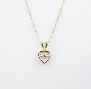 14k Yellow Gold Diamond Heart Pendant Necklace 15" Child Baby NG1534