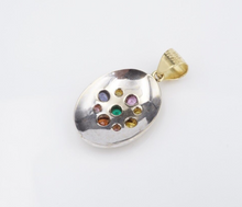 18k Yellow Gold Dovris Greek Old World Emerald Sapphire Pendant PG1801