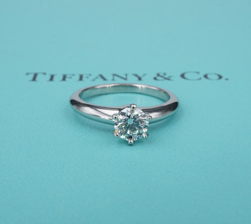 Tiffany & Co Diamond Engagement Ring Platinum .62ct H VS1 Size 5.5 RG4247