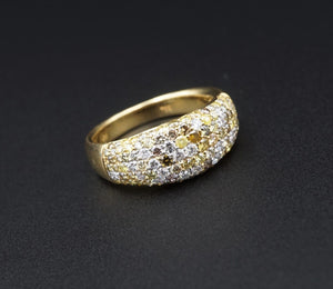 NWT 18k Gold 1.3ct Pave Diamond Dome Ring Band Size 7.25 8mm RG3297