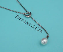 Tiffany & Co Open Heart Pearl Necklace Elsa Peretti Sterling Silver 19" NS2171