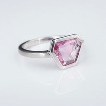 NEW 14k White Gold 1.5ct Pink Sapphire Slice Slab Solitaire Ring Size 6.5 RG3498