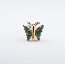 18k Mini Butterfly Earring Tsavorite Single Stud Rose Gold Natural New EG2403