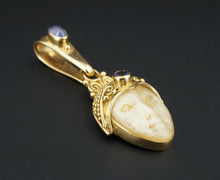 SAJEN 18k Gold Moon Carved Face Goddess 1ct Tanzanite Pendant Enhancer 2" PG1228