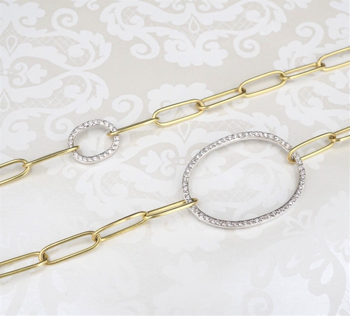 Ileana Makri 18k Gold Diamond Universe Oval Chain Necklace Paperclip 40
