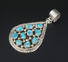 Navajo Turquoise Marlene Begay Pendant Sterling Silver Statement 2.75" PS2070